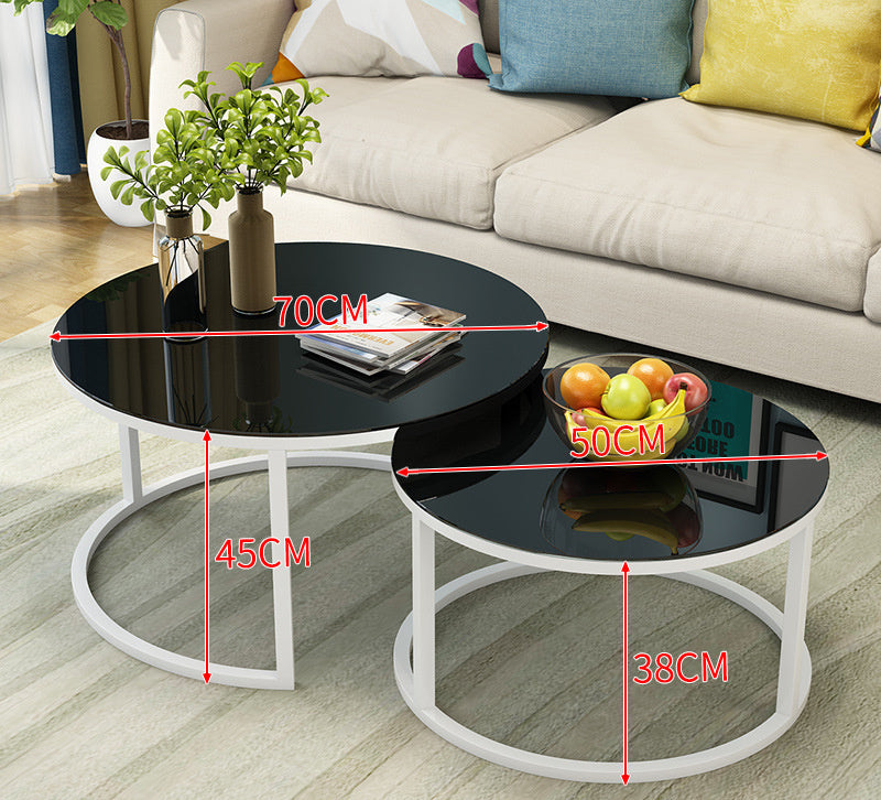 Elegant Round Coffee Table With Golden Accents