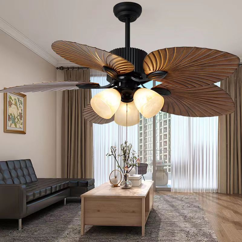 Wood Blade Fan Lamp 