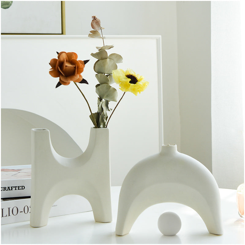 Whimsical Charm Ceramic White Vase