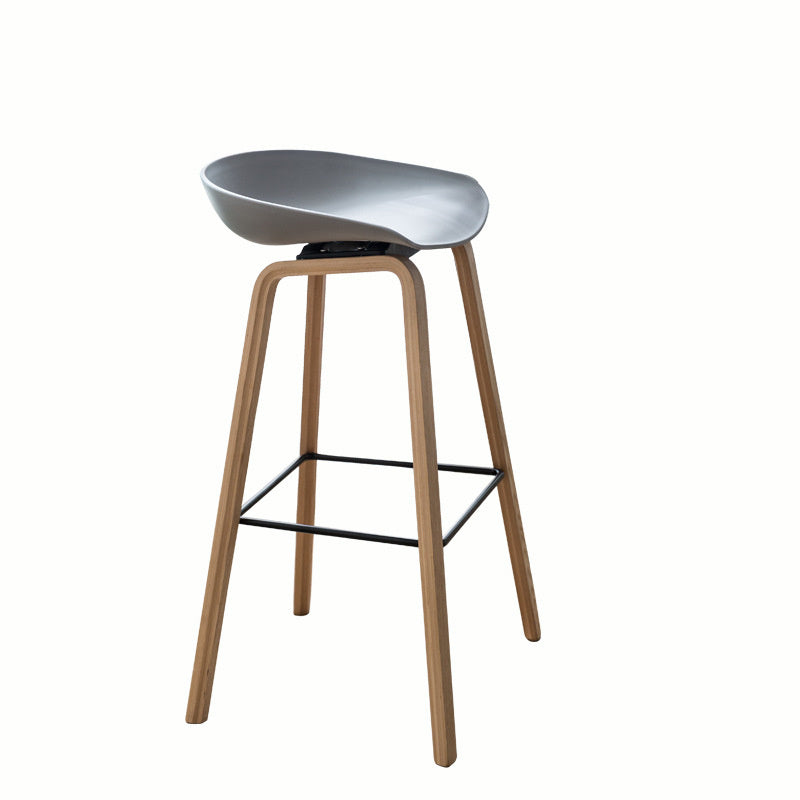 Modern Solid Wood and Plastic Bar Stool