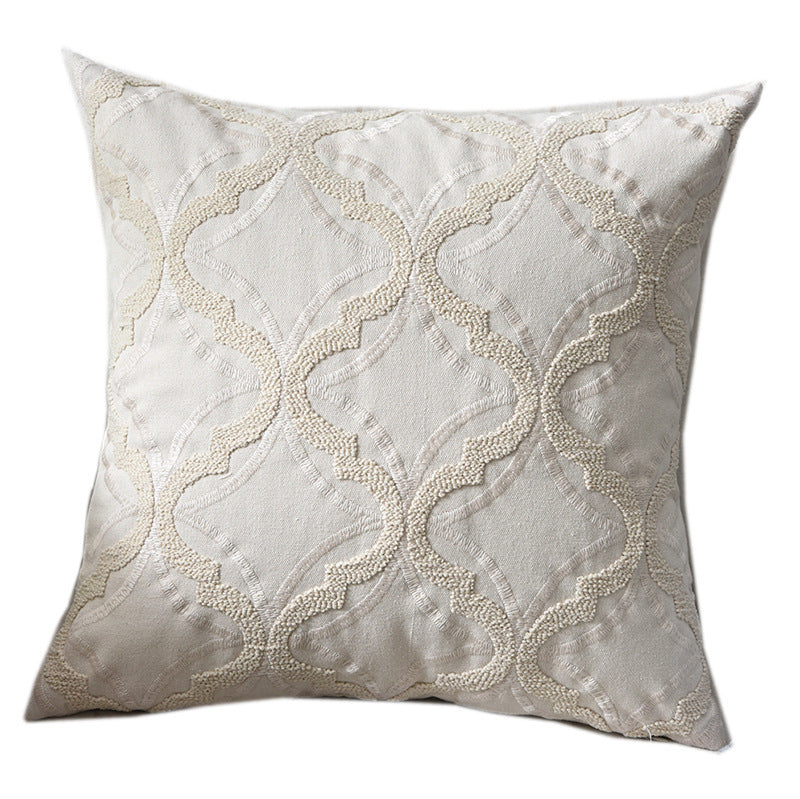 Home Fashion Plain Floral Embroidery Pillowcase
