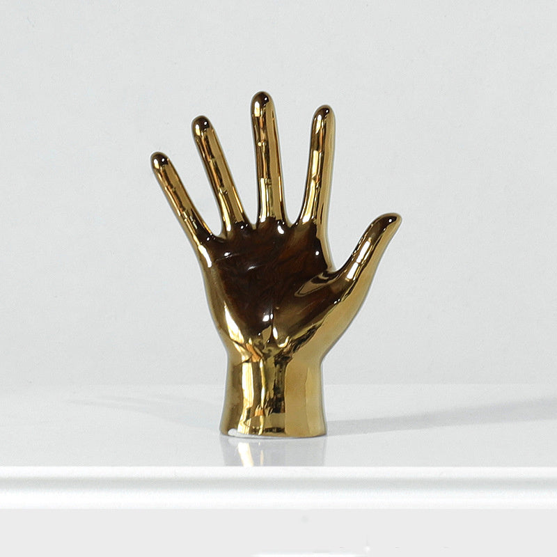 Radiant Resin Plating Hand Gesture Sculpture - Modern and Simple Home Decor