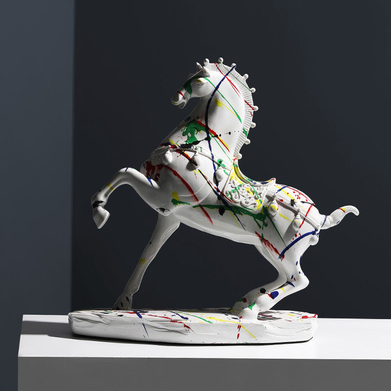 Vibrant Elegance: Bright Horse Statue for Stylish Living Room