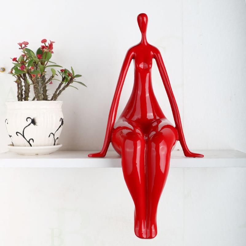 Red Beauty - Hand-Carved Creative Sculpture for Living Room Decor