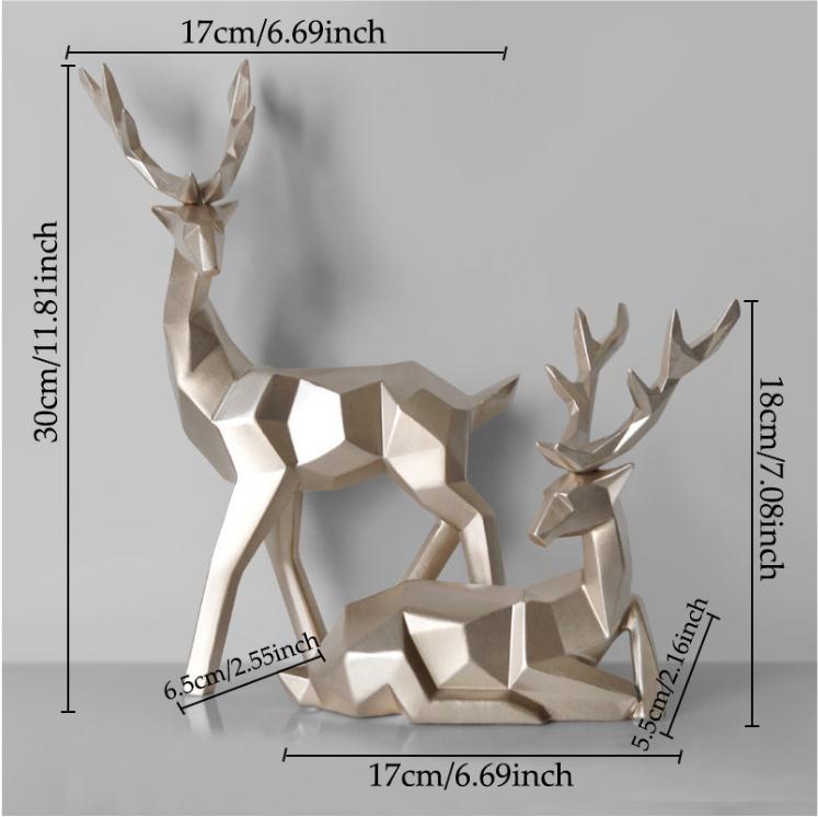 Modern Geometric Resin Deer Statues - Elegant Animal Sculptures for Contemporary Home Decor