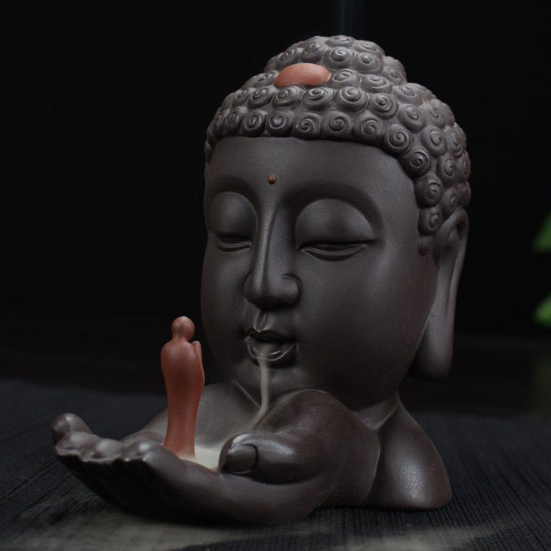 Serene Little Monk Buddha Ceramic Backflow Incense Burner