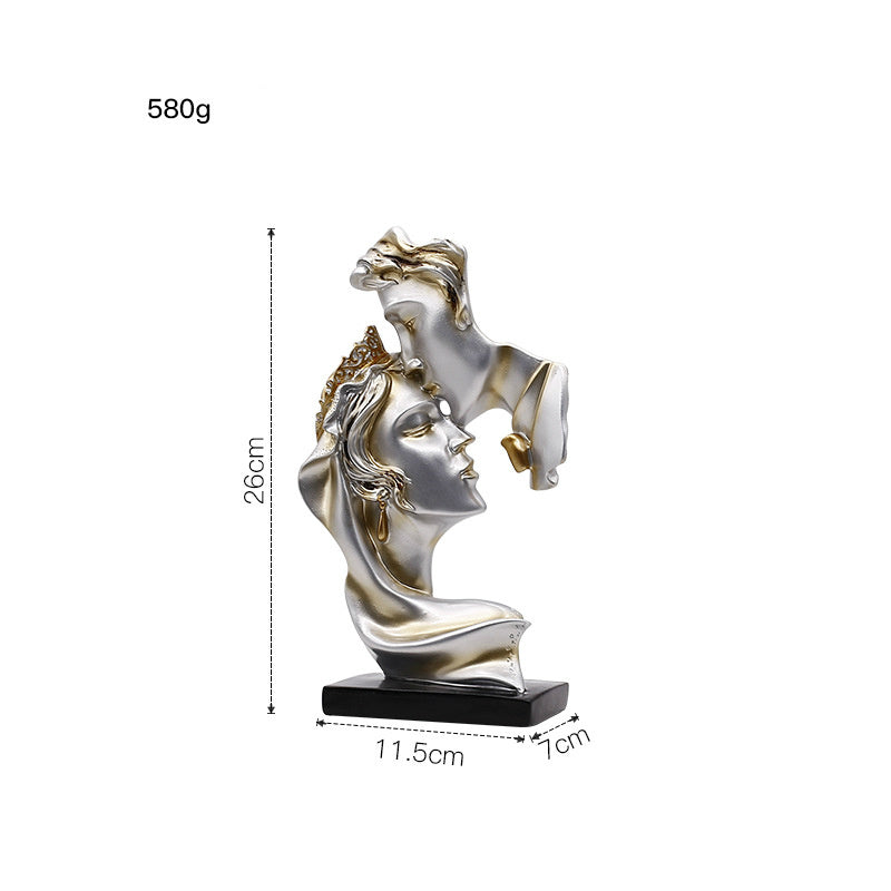 Romantic Kiss Statue - Handcrafted Resin Lovers Sculpture