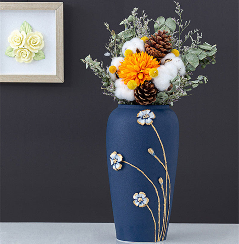 Inkjet Glazed Porcelain Vase - New Chinese Style Living Room Décor