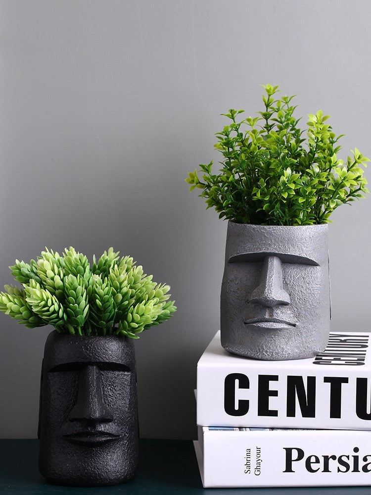 Modern Resin Face flowerpots - Creative Office and Home Decor