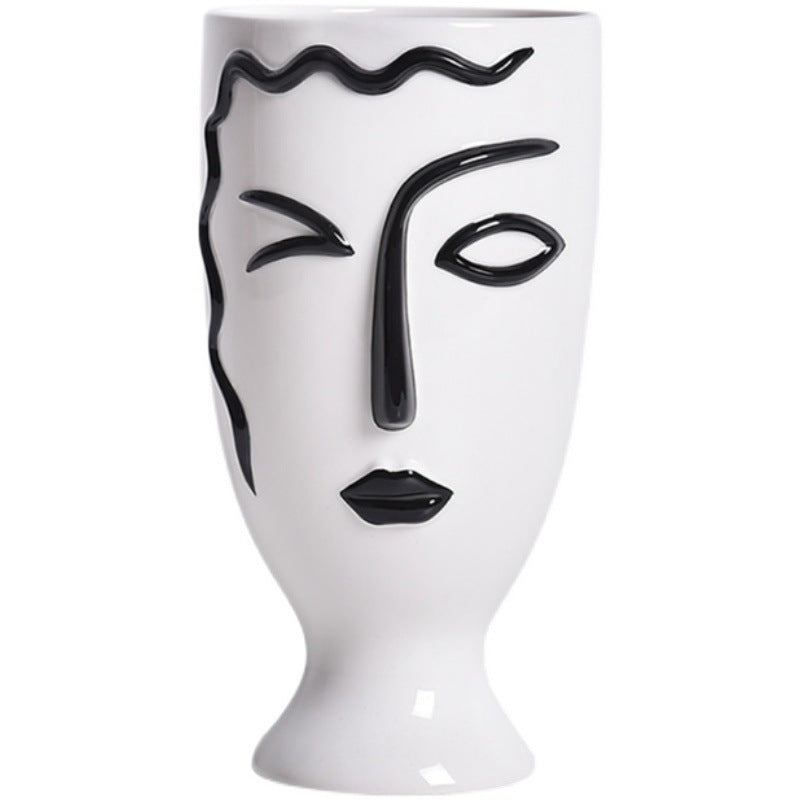 Modern Abstract Ceramic Vases with Faces