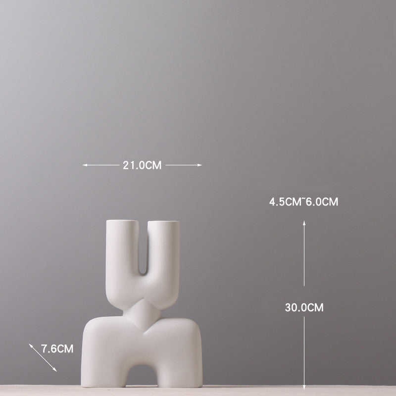 Nordic Elegance: White Ceramic Vase Collection with Frosted Ornaments