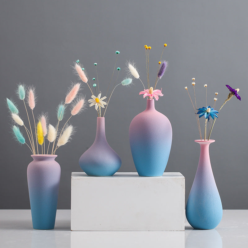 Nordic Gradient Elegance: Frosted Ceramic Vases for Modern Interiors