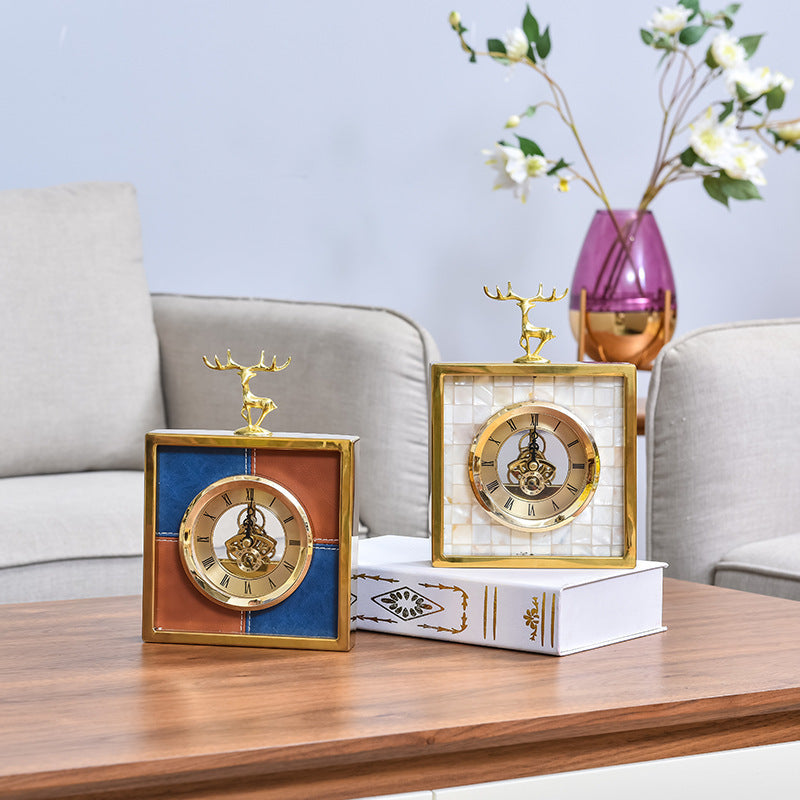 Vintage Agate and Leather Clocks - Timeless Elegance for Your Home