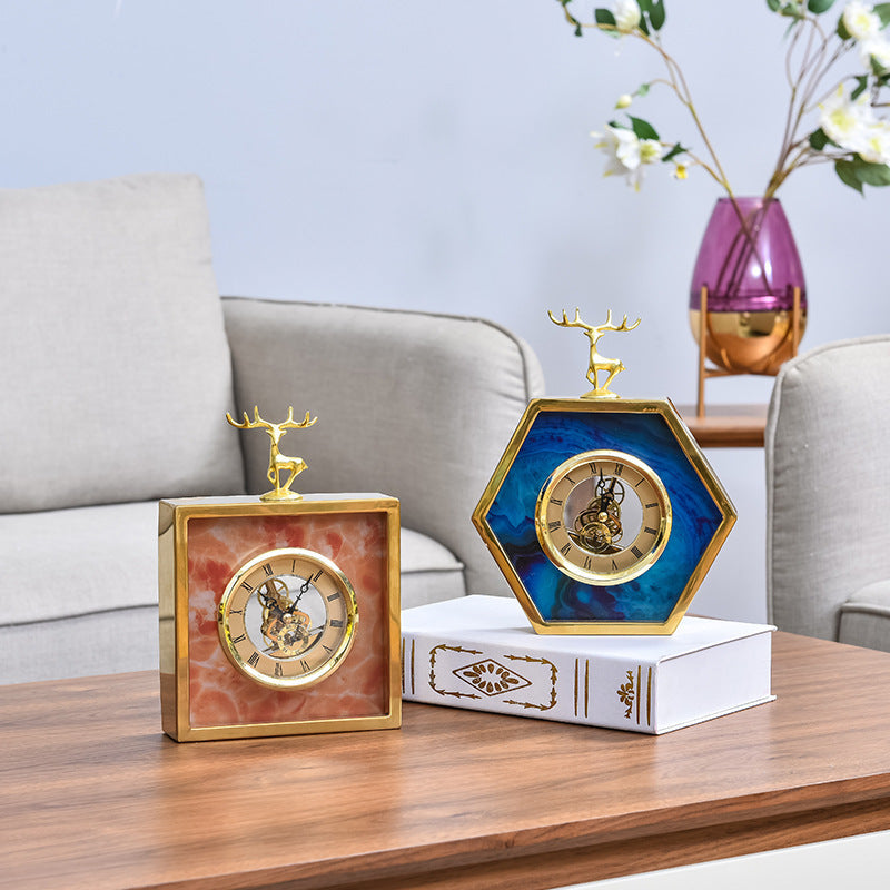 Vintage Agate and Leather Clocks - Timeless Elegance for Your Home