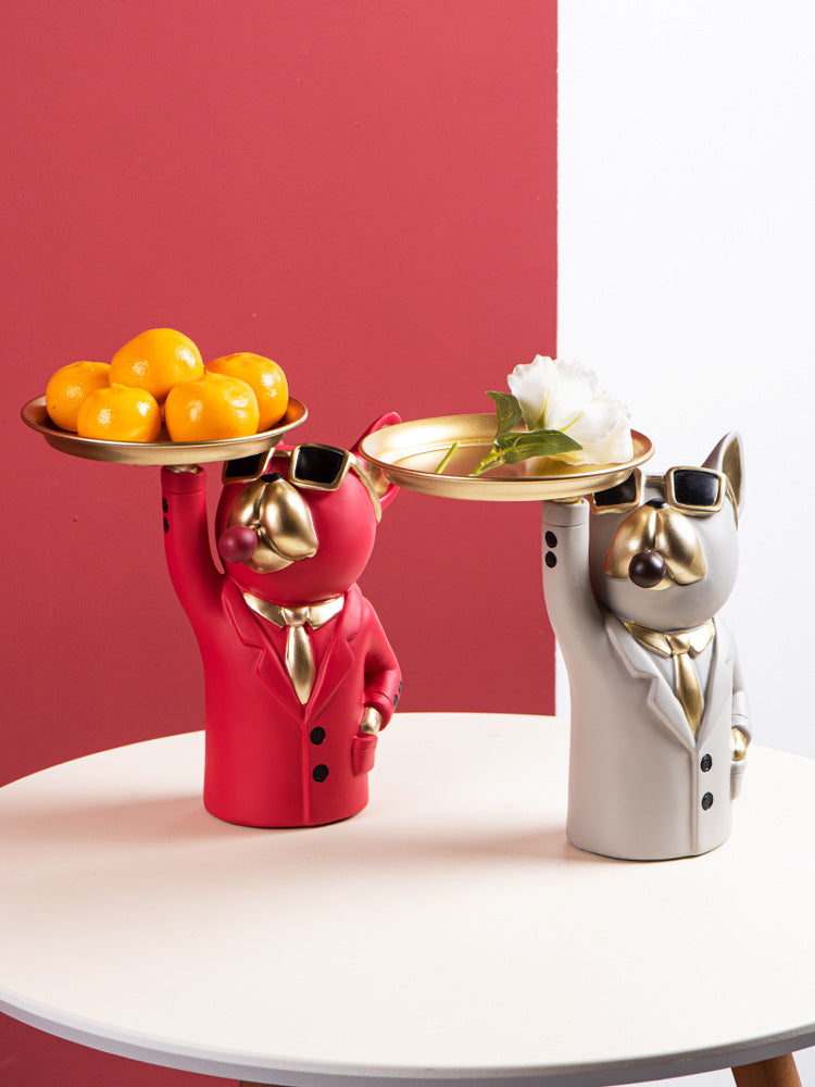 Nordic Elegance Animal Tray - Resin Crafted Dog Butler Storage Decoration