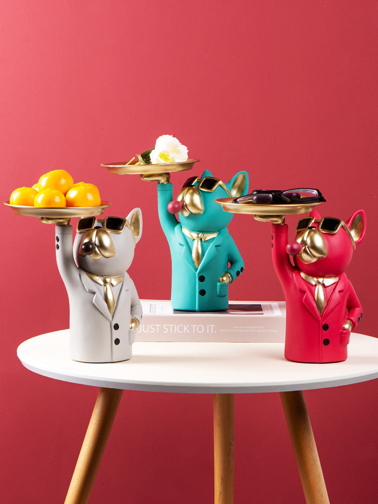 Nordic Elegance Animal Tray - Resin Crafted Dog Butler Storage Decoration