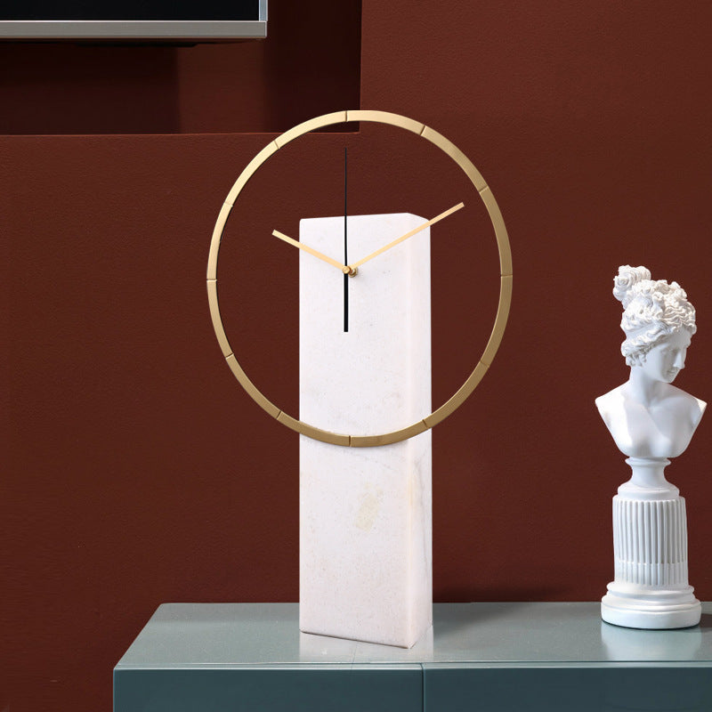Natural marble table clock