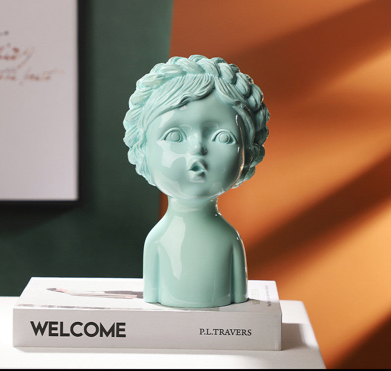 Nordic Style Resin Sculpture Portrait - Creative Desktop Decoration for Living Room, Porch, and Model House