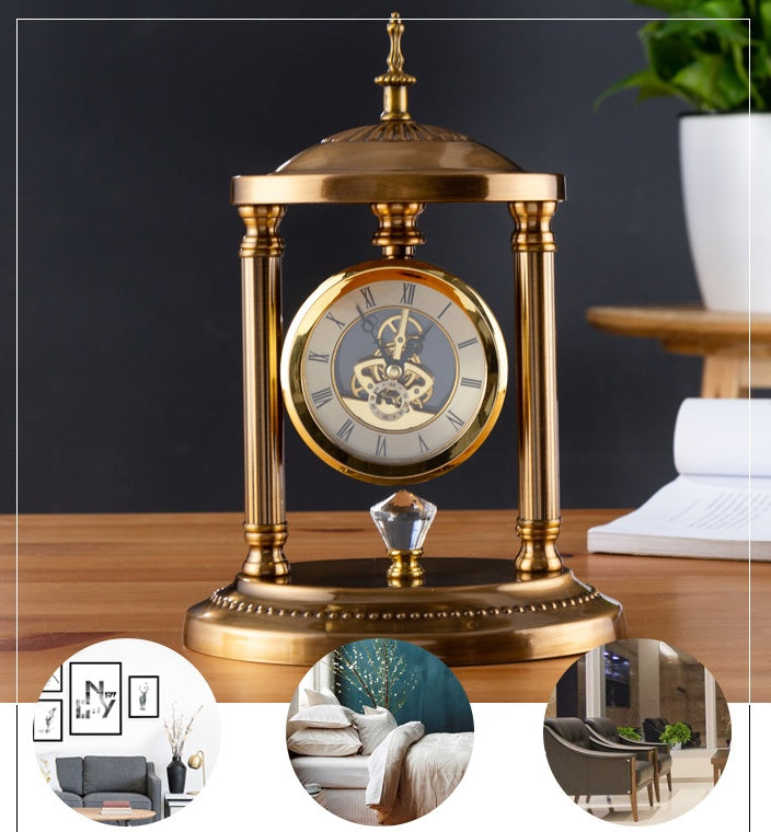 Metal Frame Table Clock with Glass Dial