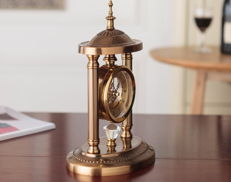 Metal Frame Table Clock with Glass Dial