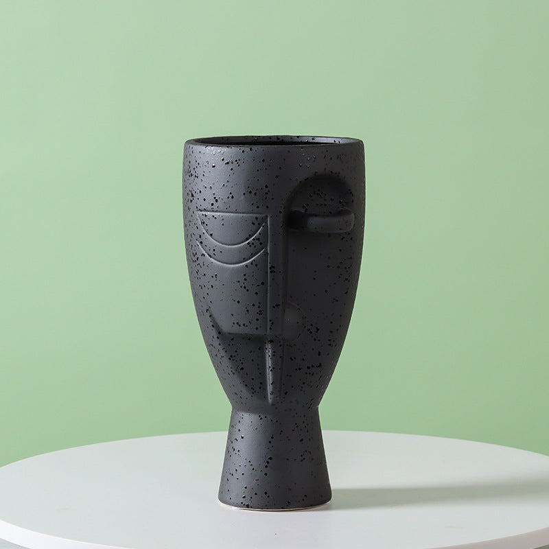 Nordic Divine Faces: Electroplated Porcelain Vase Collection