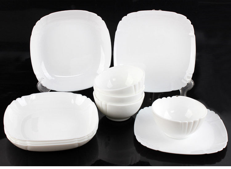Tempered White Jade Glass Tableware Set