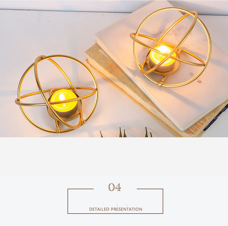 Nordic Geometric Wrought Iron Golden Candle Holder Decoration Creative Simple Modern Home Decoration Romantic Candle Light Props