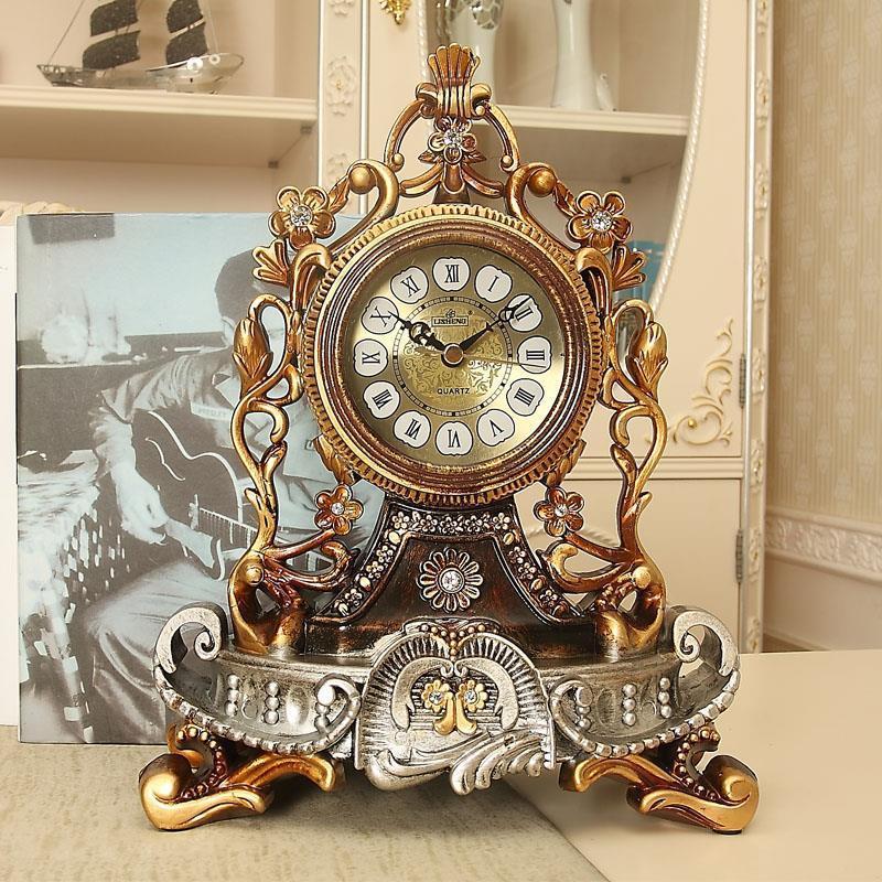 White Wood with Gold Table Clock