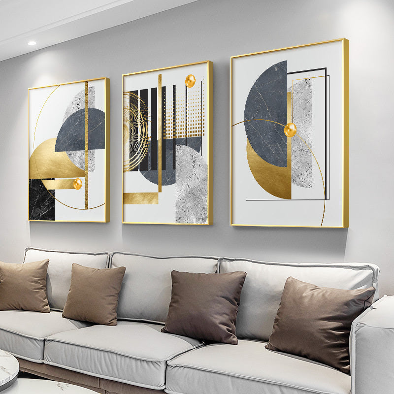 Home Decoration Golden Abstract Geometric Canvas Painting
