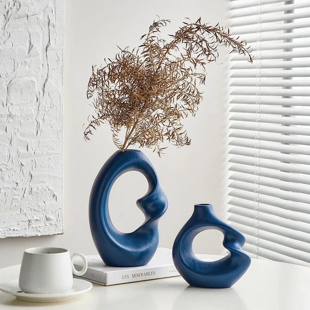 Nordic Instagram Style Simple Ceramic Vase Decoration Light Luxury High Sense Home Living Room Office Decorations