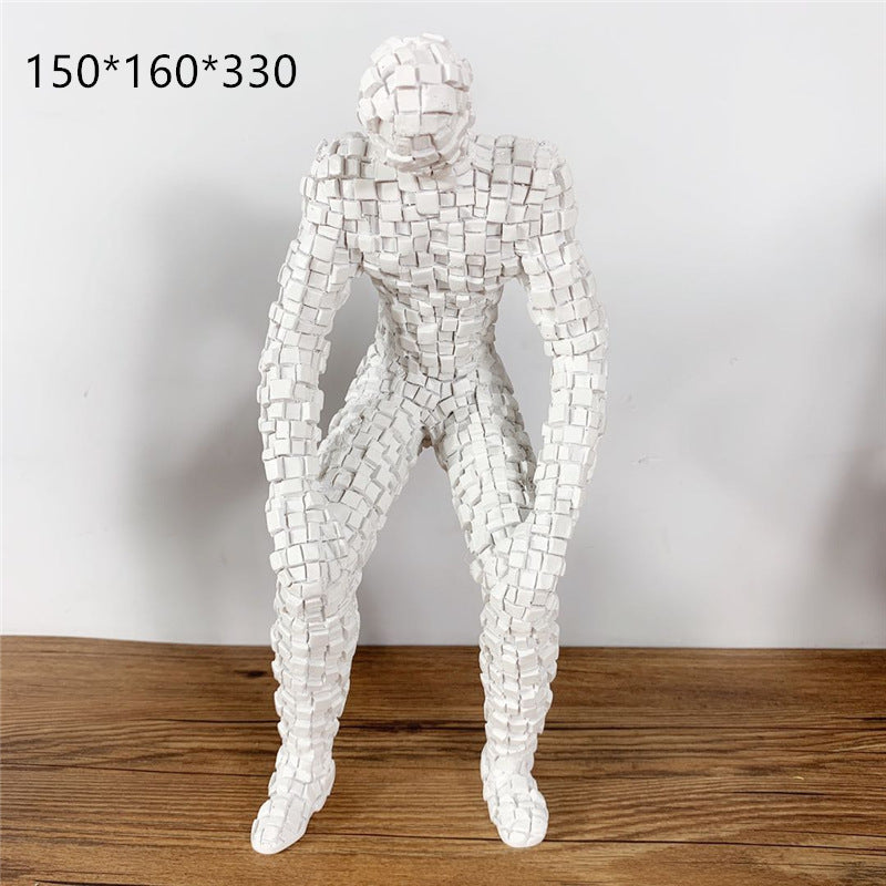 Mosaic Man Resin Sculpture - Modern and Simple People Ornament