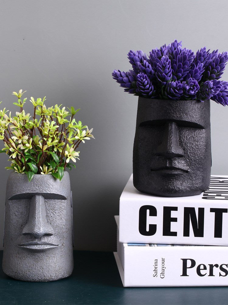 Modern Resin Face flowerpots - Creative Office and Home Decor
