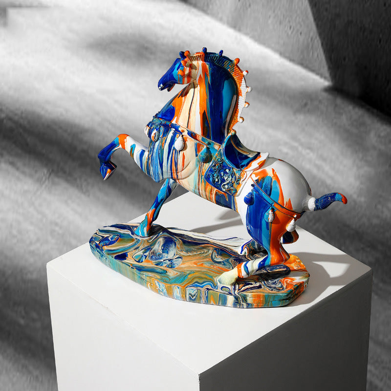 Vibrant Elegance: Bright Horse Statue for Stylish Living Room