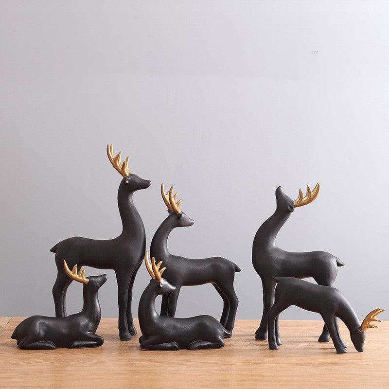 Porcelain Nordic Elk Statuettes