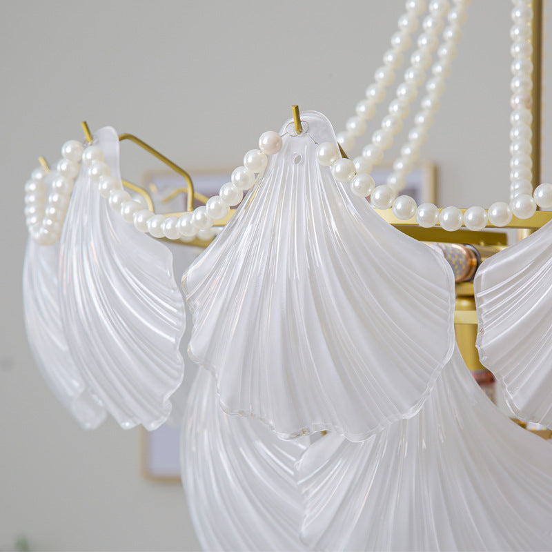 Luxurious Pearlescent Glass Chandelier for Living room