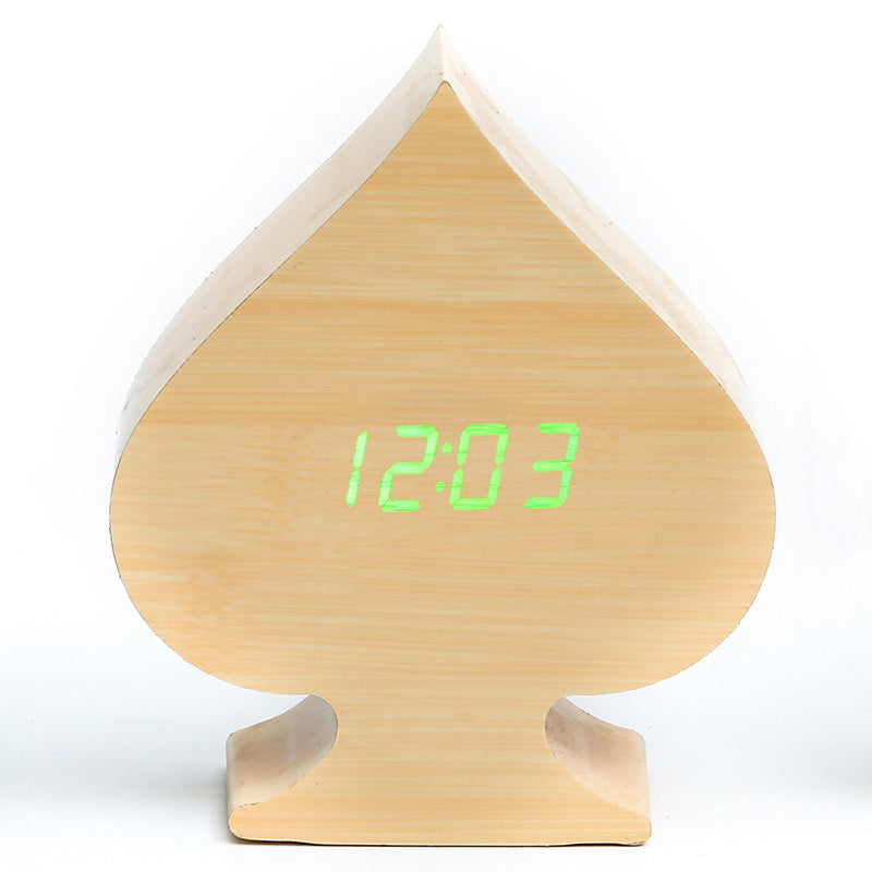 Red Peach Creative Wooden Electronic Alarm Clock