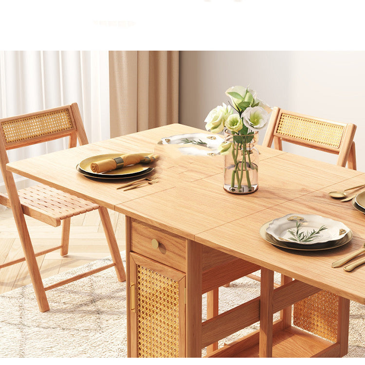 Stylish Multifunctional Rattan Log Folding Dining Table