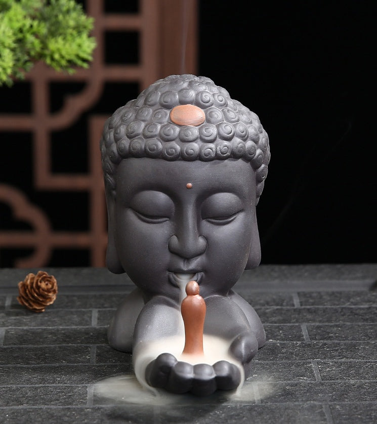 Serene Little Monk Buddha Ceramic Backflow Incense Burner