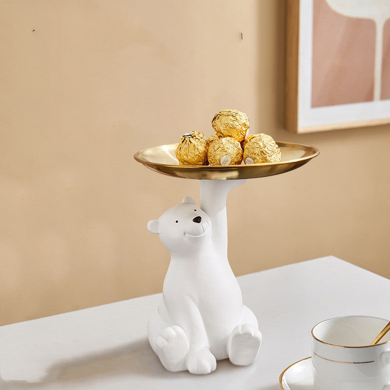 Nordic Elegance Polar Bear Tray - Resin Crafted Snack & Key Storage