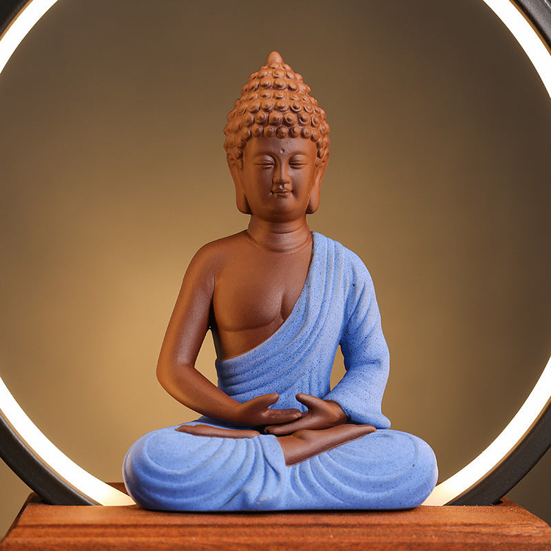 Zen Harmony: Lan Ring Ceramic Incense Lamp with Buddha figurine