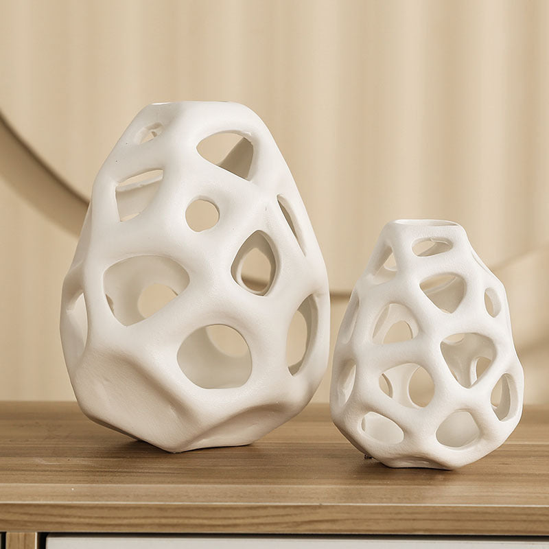 Modern Ceramic Geometric Hollow Ball Vase
