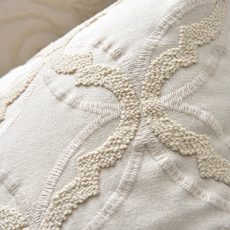 Home Fashion Plain Floral Embroidery Pillowcase