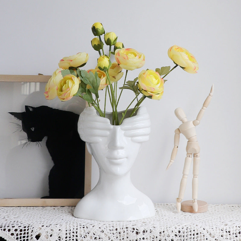 Nordic Ceramic Vase -Eye Covering Vase