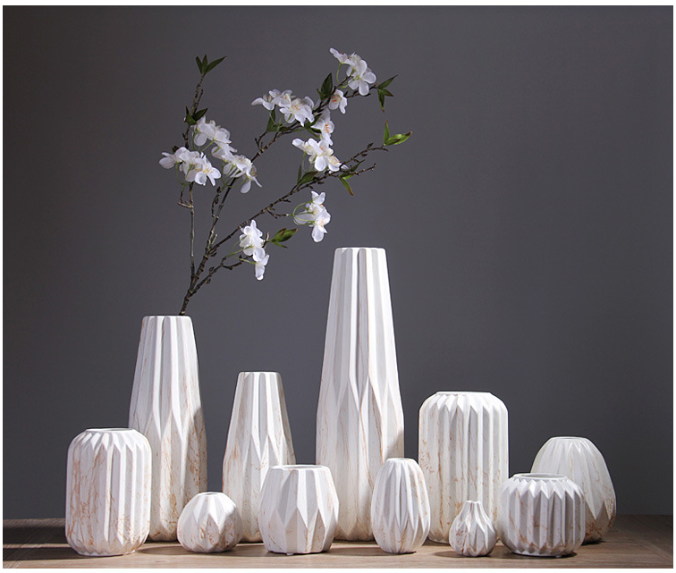 Nordic Elegance: Marbled Ceramic Decorative Vase Collection