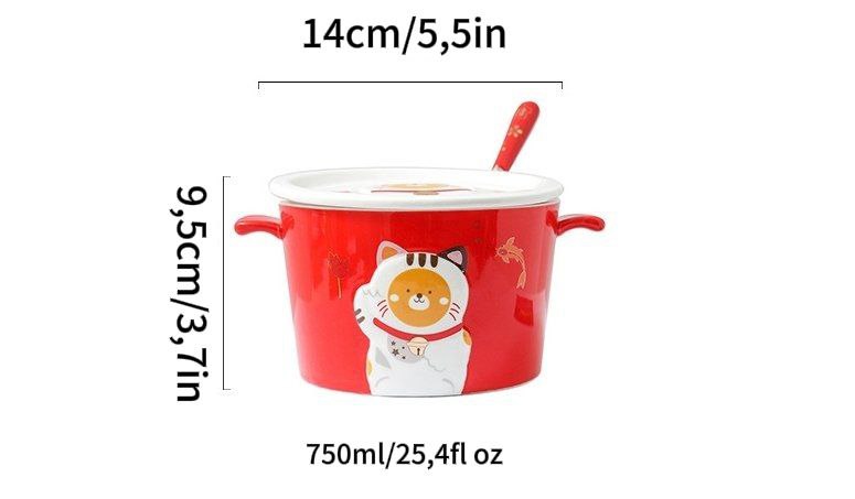 Cartoon Ceramic Instant Noodle Bowl