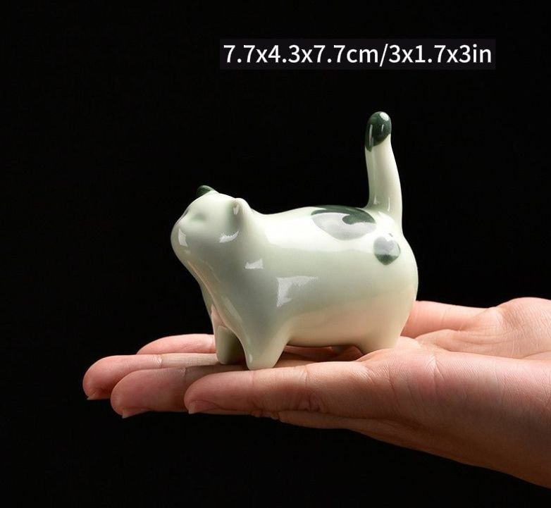 Handmade Ceramic Lucky Kitty Desktop Ornament