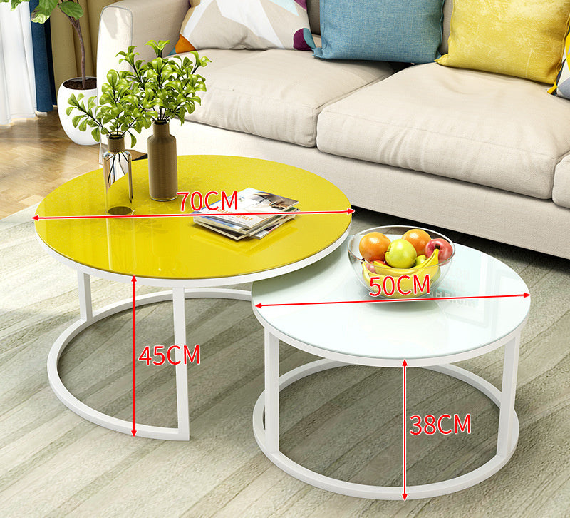 Elegant Round Coffee Table With Golden Accents