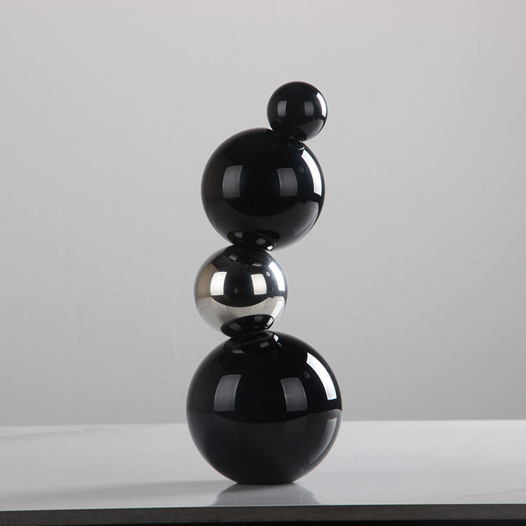 Modern Purity Crystal Geometry Sculpture - Soot Black Designer Decor Piece