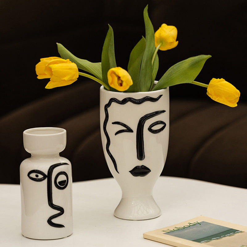 Modern Abstract Ceramic Vases with Faces