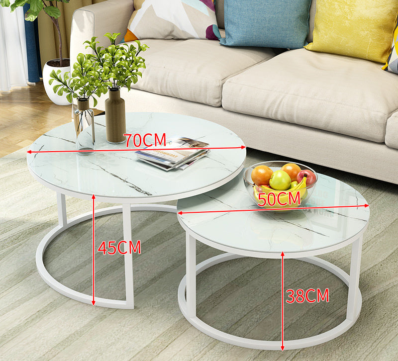 Elegant Round Coffee Table With Golden Accents